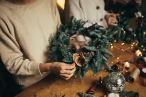Making a Christmas wreath