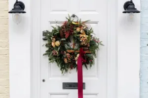 Christmas wreath on door